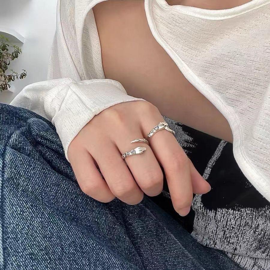 2 Stück Nischen-Design Schlangenform Ring, Modischer Und Personalisierter Zeigefingerring, Verstellbarer Öffnungsring