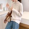 Autumn and winter foreign style versatile pit strip design knitted sweater solid color outer wear loose semi-turtleneck bottoming sweater women's