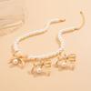 Simulation Pearl Bow Choker for Women Bowknot Necklace Earrings Wedding Jewelry Accessories