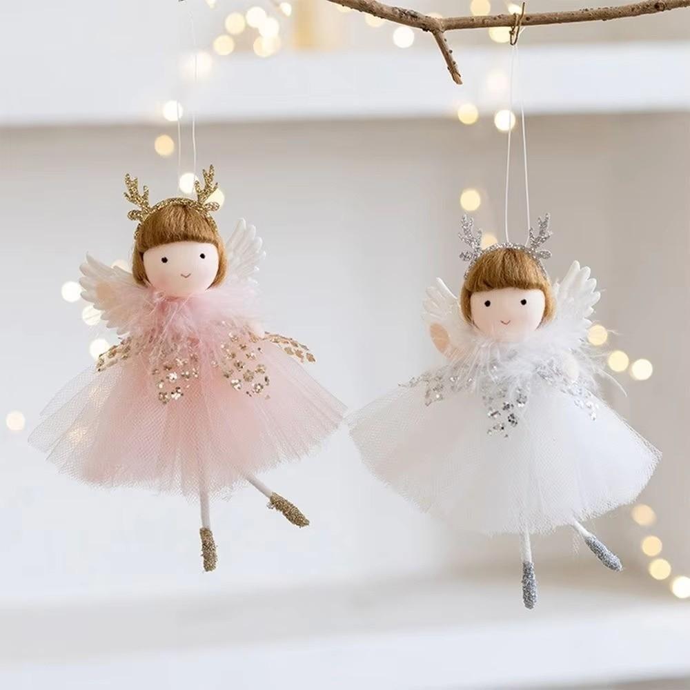 Fabric Xmas Tree Pendant Mesh Girl Hanging Pendant Christmas Tree Decor Xmas Holiday Party