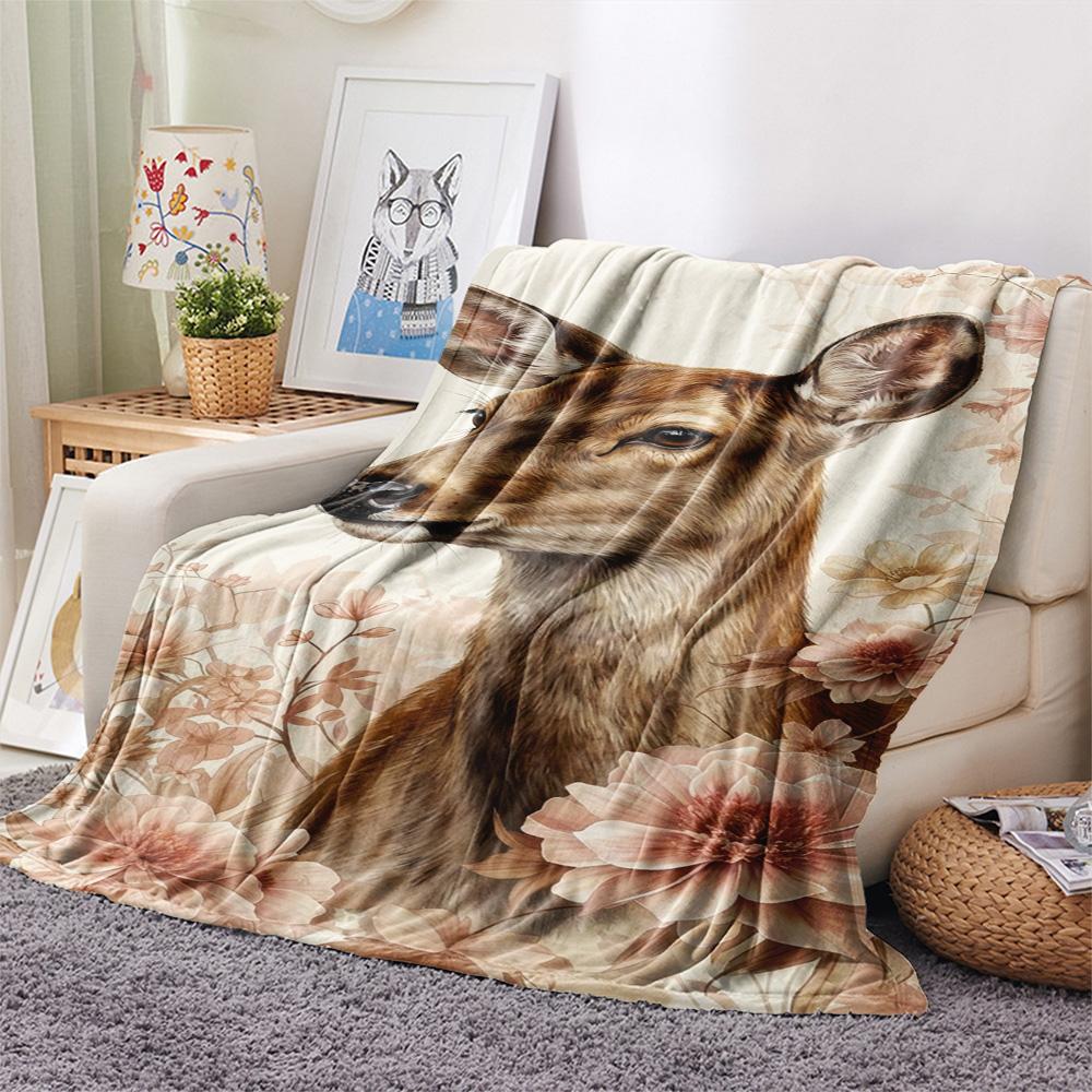 1PC Romanticism Print FlAannel Blanket, High Quality Comfortable for All Seasons, Home Decor, Warmth and Comfort