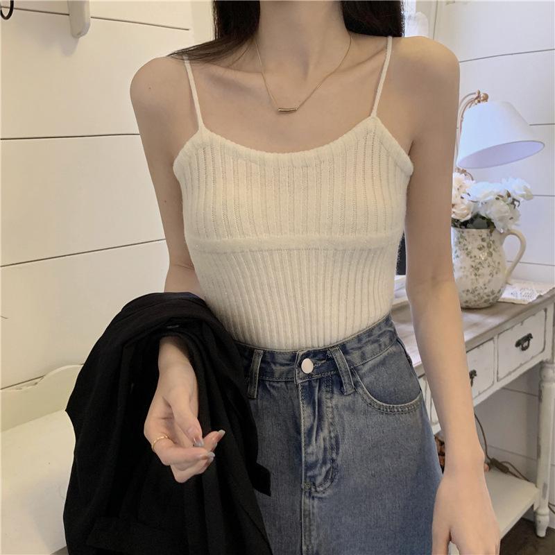 Design Sense Halter Vest Women's Summer New Korean Version of All Matching Slim Body Outside Wearing Spice Girls Short Top