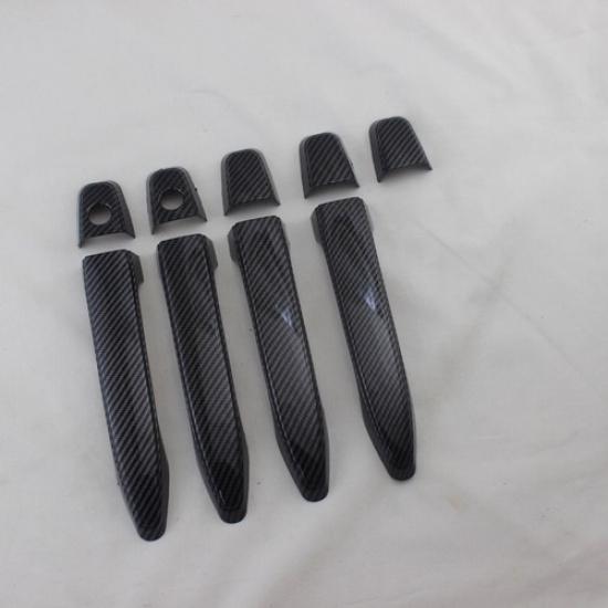 Door Handle Frame ABS Cover Trim For 2005-2015 Toyota Tacoma 9pcs Carbon Fiber