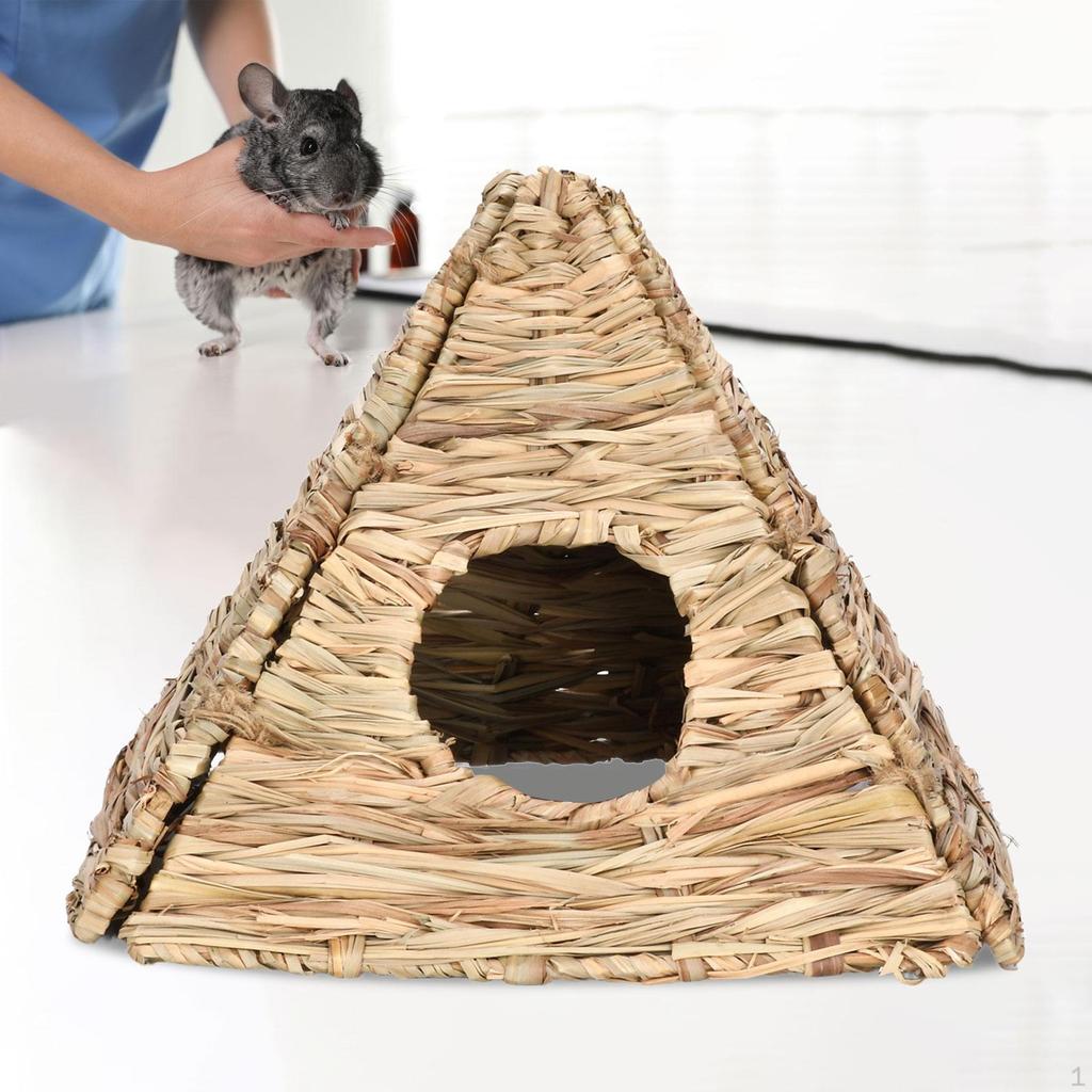 Bunny Grass House, Woven Rabbit Cage Foldable Hideaway Bed Rabbits Chew Toy for Guinea Pig Small