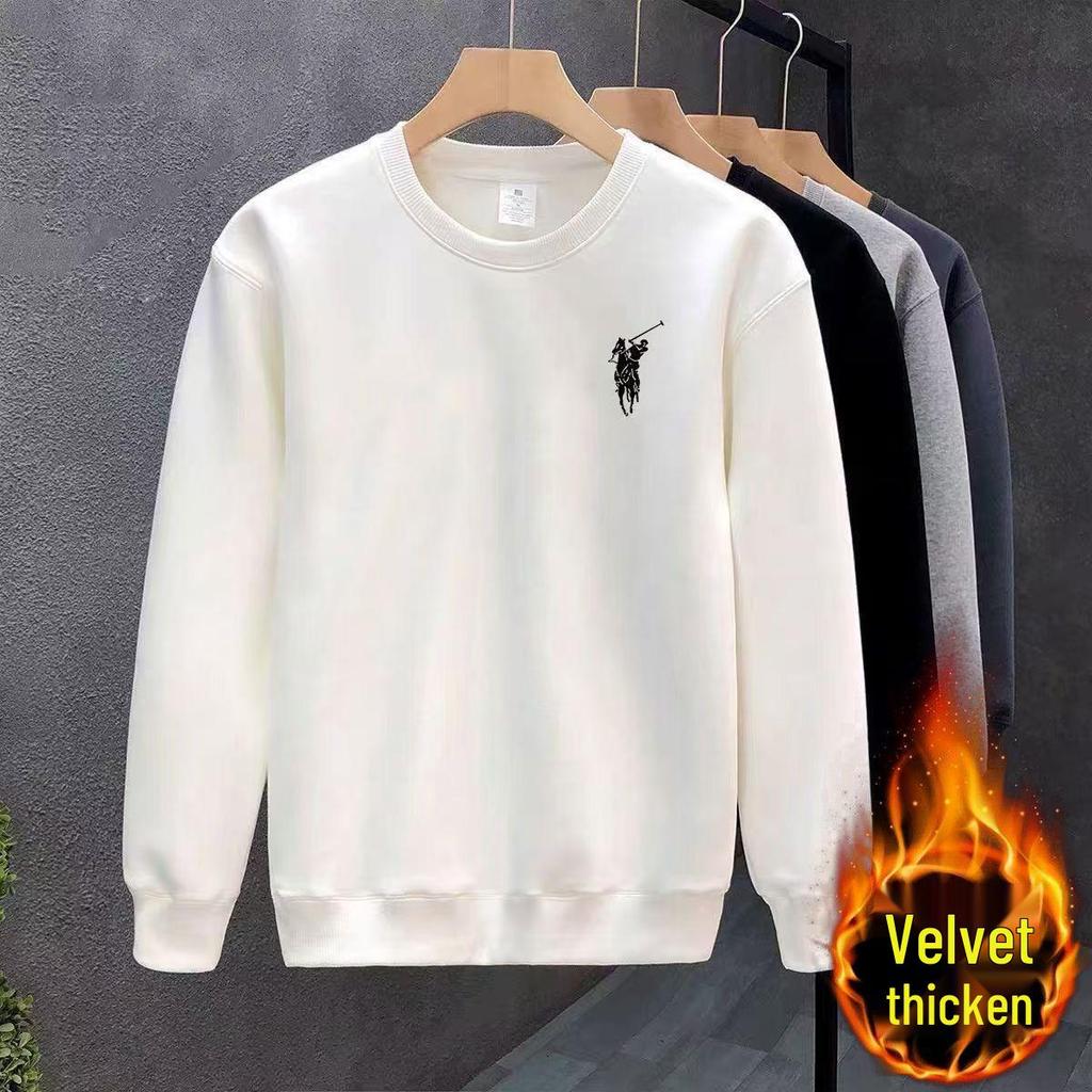 Sudadera de cuello redondo para hombre con forro polar - Jersey de manga larga para otoño/invierno, casual y versátil, tendencia 2025