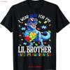 I Wear Blue For My Lil Brother Autism Awareness Dinosaur T Shirt Vintage Comfortable Soft Graphic Homme Vintage