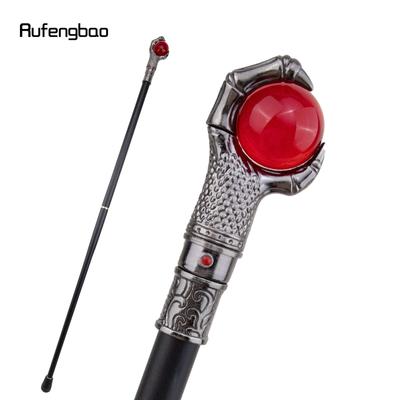 Argento Artiglio del Drago Afferrare Palla di vetro rossa Bastone da passeggio Bastone da passeggio decorativo di moda Gentiluomo Elegante pastorale cosplay 93 cm