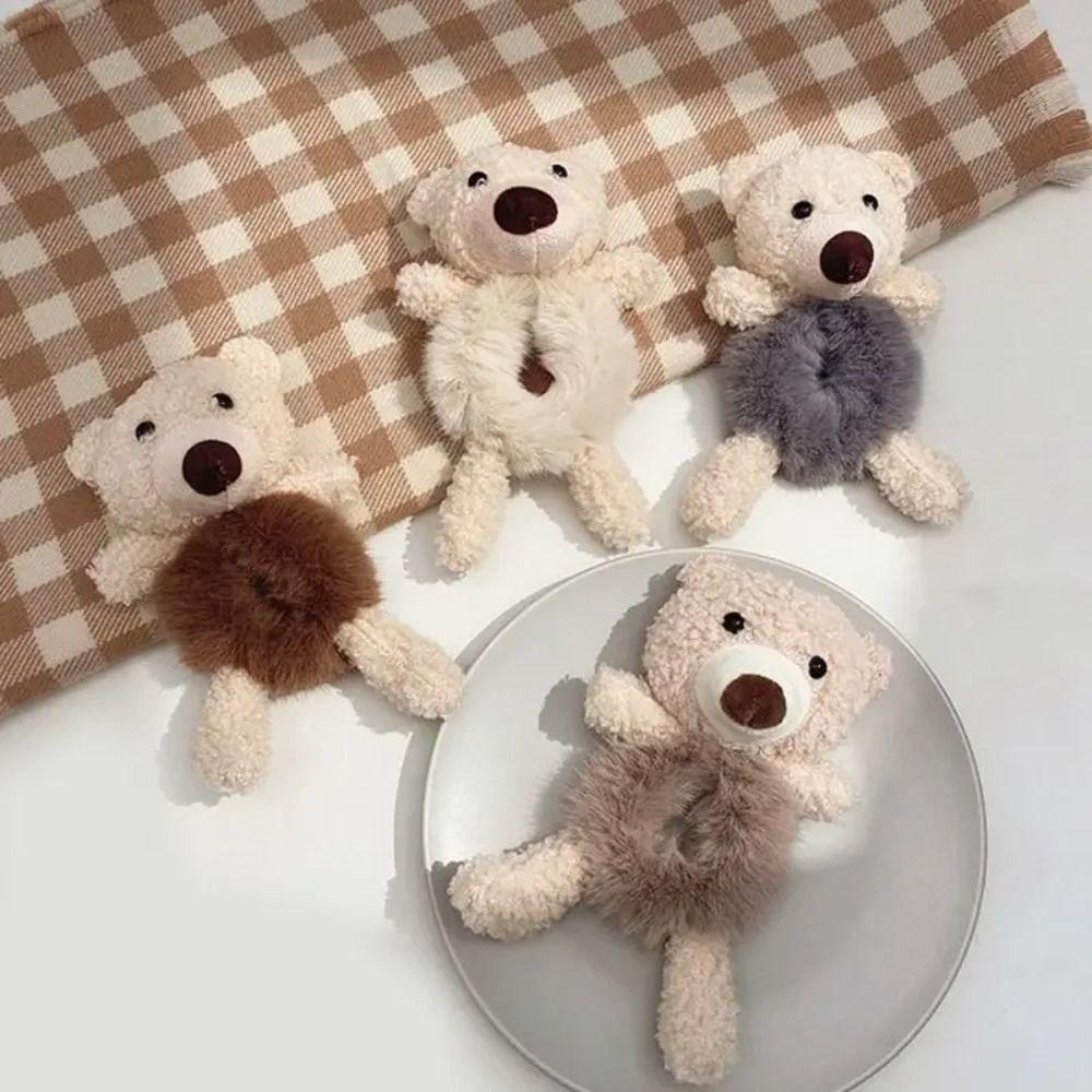 1Pcs Plush Girls Lovely Scrunchies Cute Bear Hair Rope New Hair Band Hair Accessories