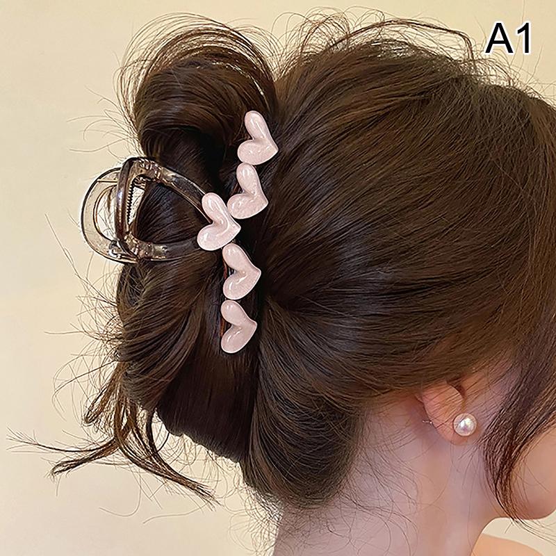 

1Pc Elegant Jelly Heart Hair Claw Clip Acrylic Non Slip Strong Shark Hair Jaw Grab For Women Girls Summer Headdress Accessories A1