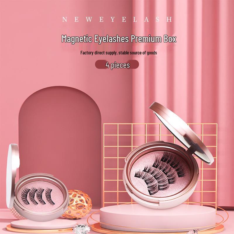 DINGSEN Magnetische Klebefreie Wimpern, Set mit 4