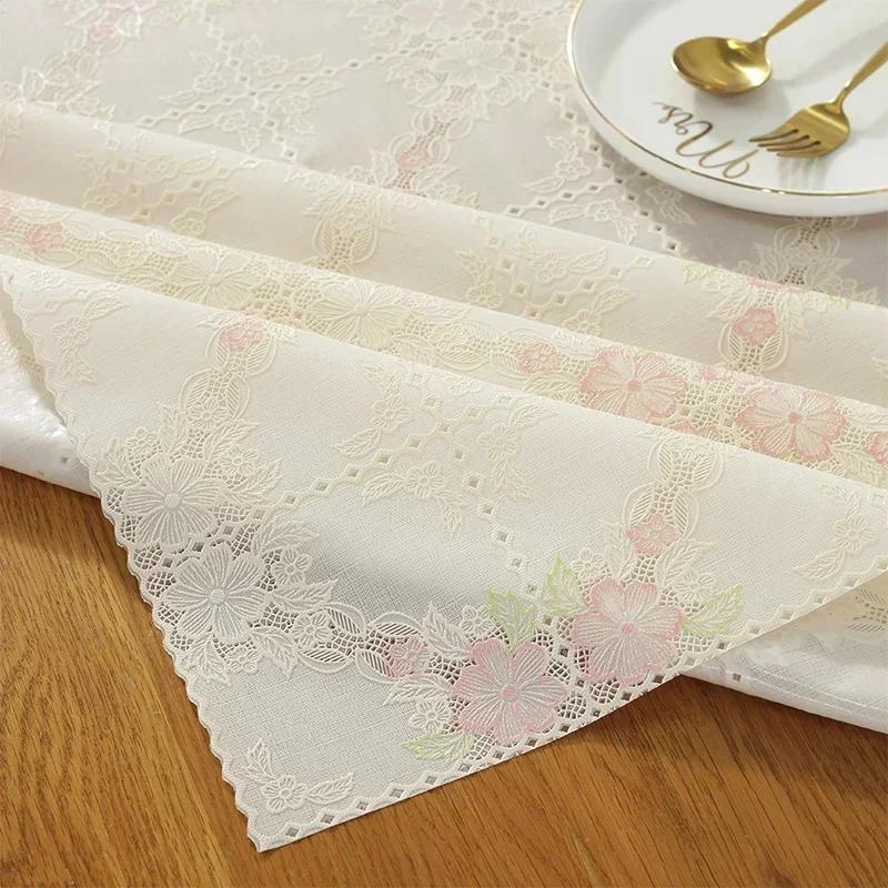 PVC Waterproof Tablecloth Oil Proof Wash Free Lace Plastic Table White Pattern Restaurant Desk Sheet Hotel Breakfast Mats 90x138cm