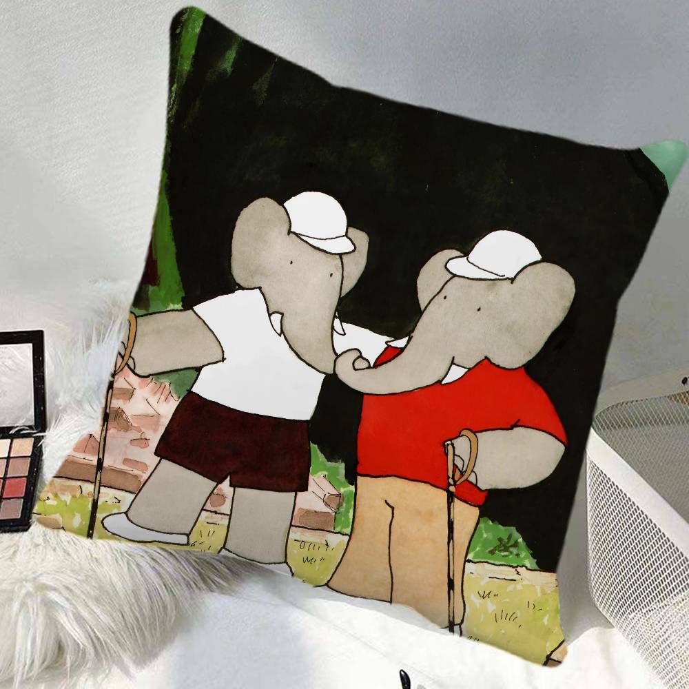 BBabar The Elephant Pillow Case Square Pillow Bedroom Sofa Leisure Comfort Cushion Car Home Decoration