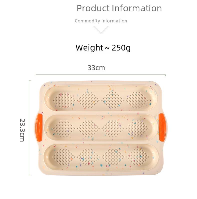 Silicone Perforated Baguette Baking Pan - 3-Slot Non-Stick Bread and Cake Mold