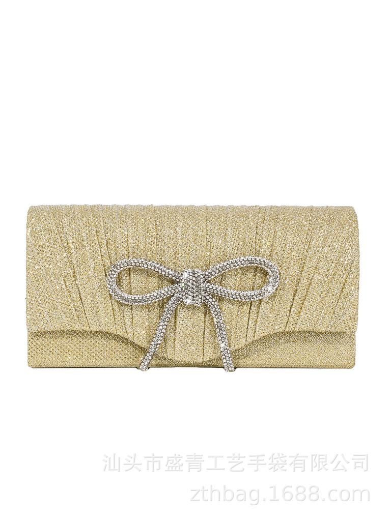 Crystal Bow Evening Clutch - Stylish, Versatile and Durable Ruffled Mini Clutch for Valentine's Day Parties and Formal Events