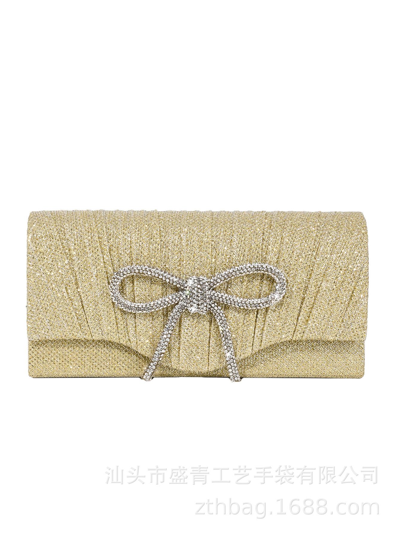 

Вечерний клатч с кристальным бантом - стильный, универсальный и прочный мини-клатч с оборками для вечеринок в честь Дня святого Валентина и официальных мероприятий. золотой