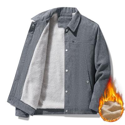 Veste matelassée en coton pour homme Manteau d'hiver chaud et coupe-vent en laine épaisse molletonnée