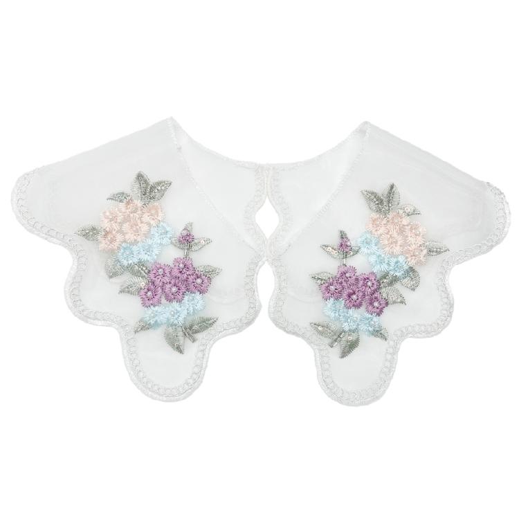 Embroidery Colorful Flower Detachable Collar Elegant Lace Shawl Faux Collar Capelet Scarf for Womens Clothing Accessory