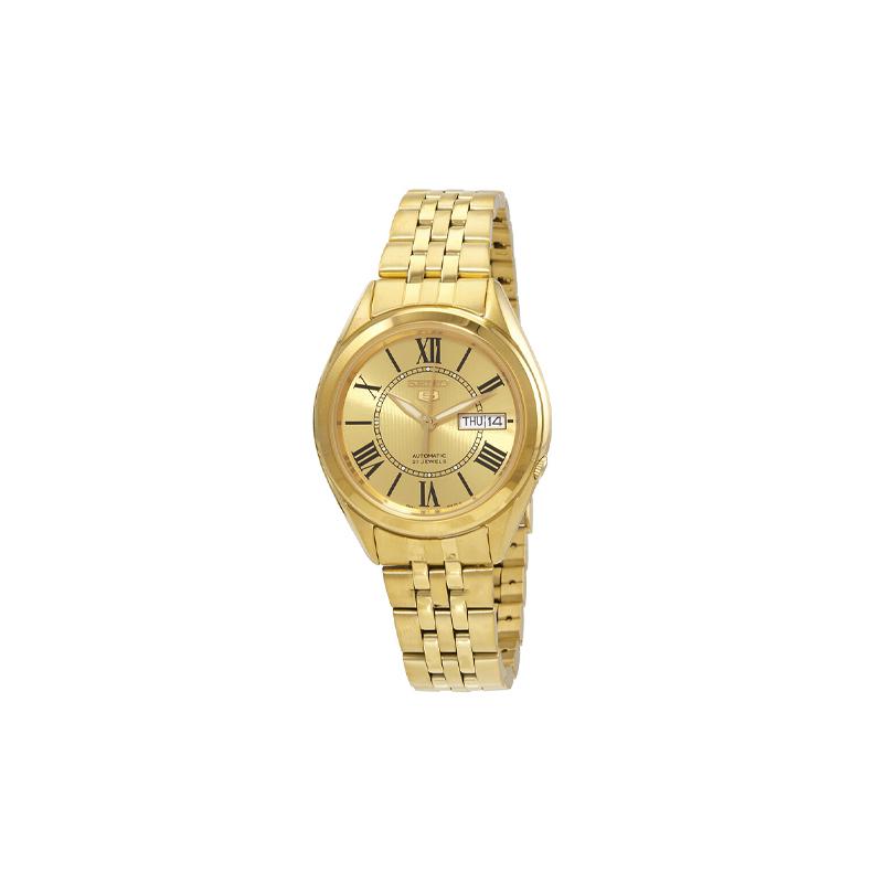 SEIKO 30 meters waterproof Automatic Steel Strap men s watch gold dial SNKL38 синий