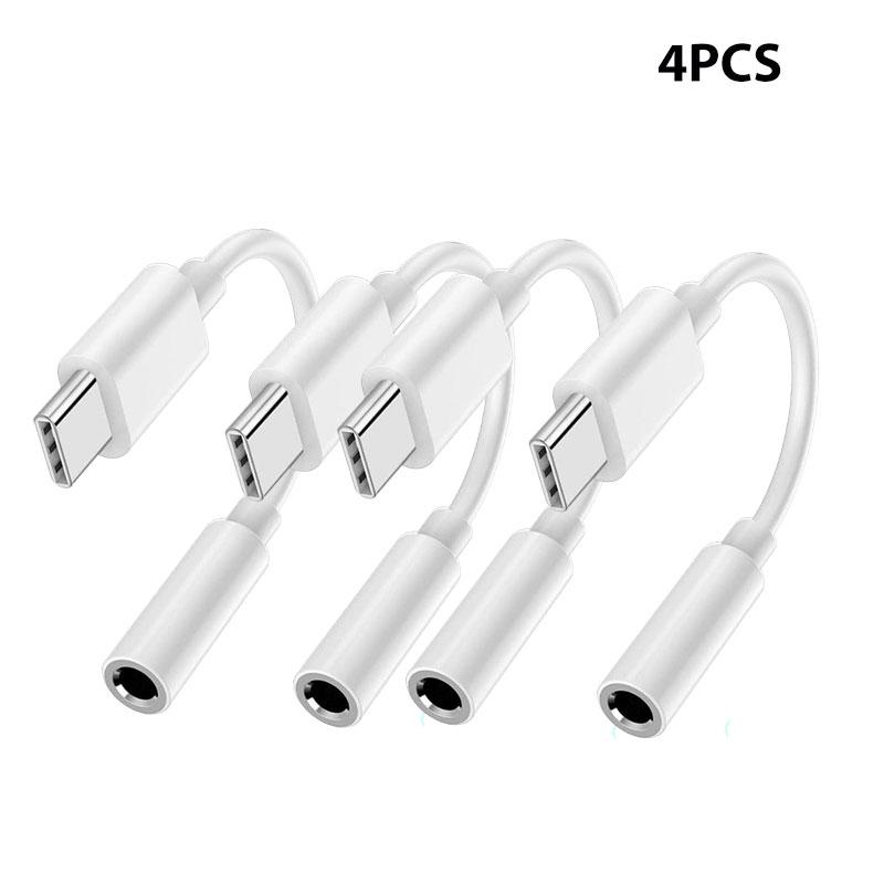 2/4PCS USB-C Type-C to 3.5mm Black Audio earphone adapters USB Type-C to 3.5mm female headphone jack adapter 3