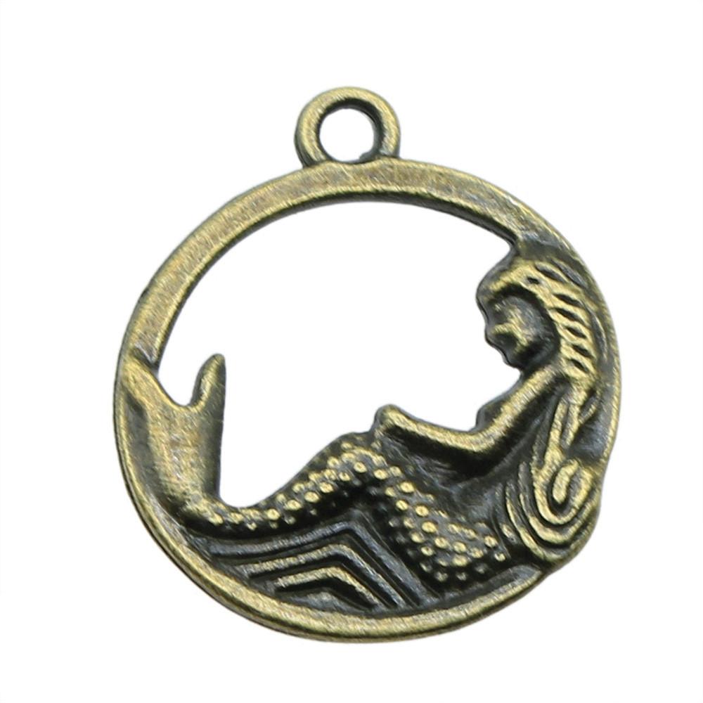 Mermaid Skeleton Charms Gothic Alloy Pendants For Halloween DIY Jewelry Accessories