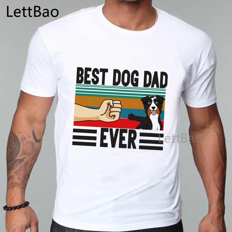 Happy Father Day T Shirt Men Kawaii Cartoon T Shirt Best Dog Dad Ever Print