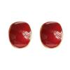 Drop Glaze Oval Earrings Women'S Niche Design Sense Retro Hong Kong Style Earrings Light Luxury Sense Ankola Red Stud Earrings
