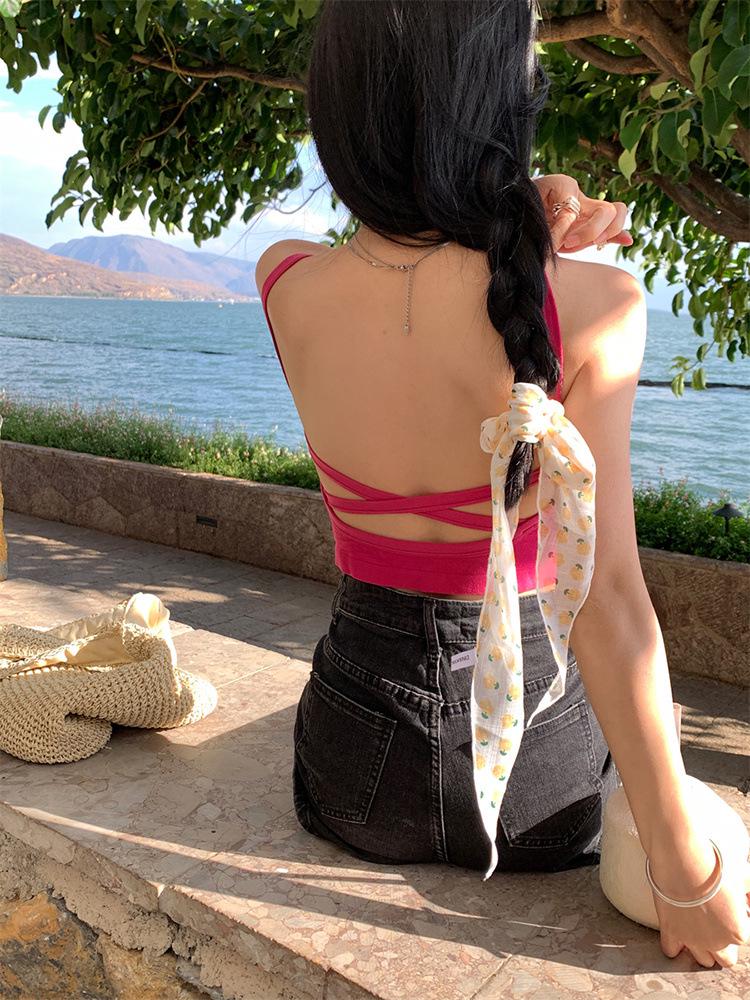 Women's Spicy Summer Slim Fit Backless Camisole with Chest Pads