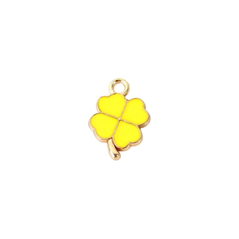 200 Golden-Tone Clover Charms with Glossy Green Enamel Four-Leaf Good Luck Pendants for Necklace Earring Bracelet Jewelry Making