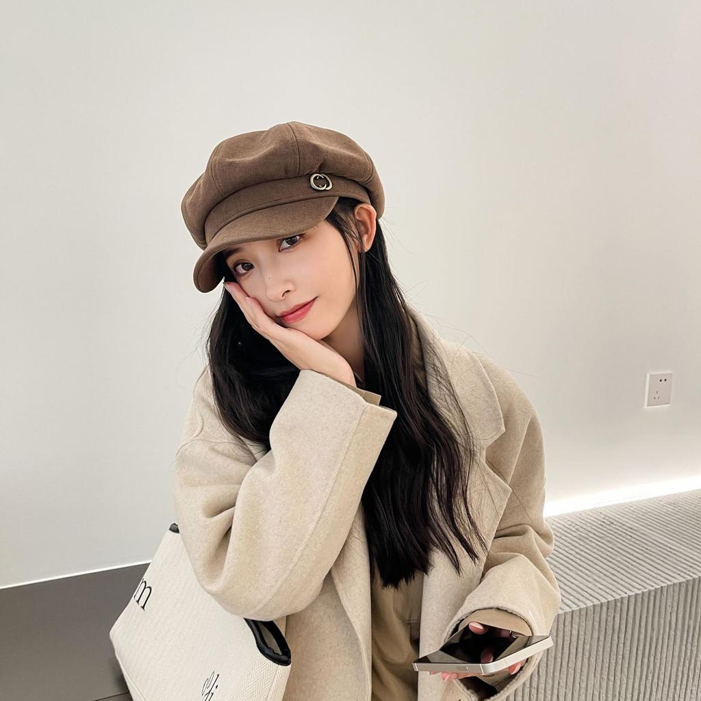 Hats for Women Autumn and Winter Japanese Retro Octagonal Hat Korean Style Fashion Versatile Painter Newspaper Baby Hat Fashion Baseball Hat