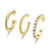Fashion Simple Gold Color Crystal Clip Earrings for Women Girls Minimalist Metal Mirco Pave Rhinestone Fake Piercing Ear Jewelry