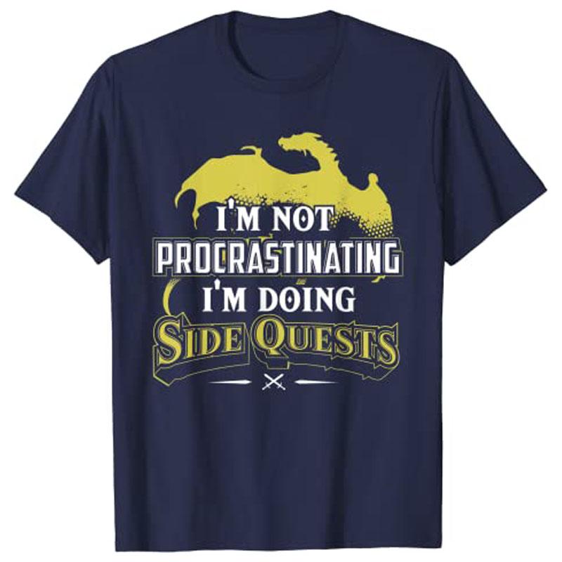 Im Not Procrastinating Im Doing Side Quests RPG Gamer TShirt Y2k Vindeo Game Graphic Saying Tee Novelty Gift Boys Fashion