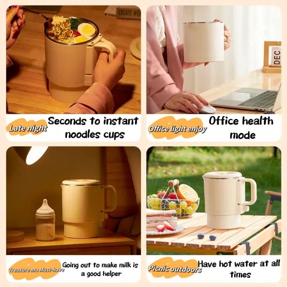 Portable 800ML Electric Kettle 2-in-1 304 Stainless Steel Mini Kettle Foldable Household Kettle