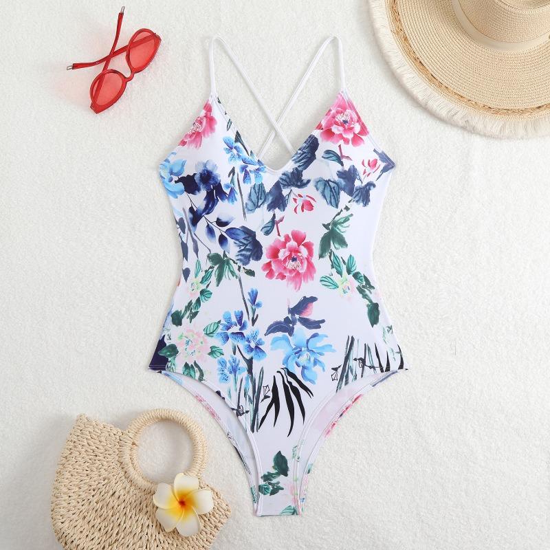 New bikini women's one-piece swimsuit digital printing swimsuit fashionable and sexy suspender swimsuit