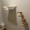 Natural Wood Cats Climbing Ladder Wall Mounted Space Efficient Design Activity Toy For Small Home And Pet Entertainment