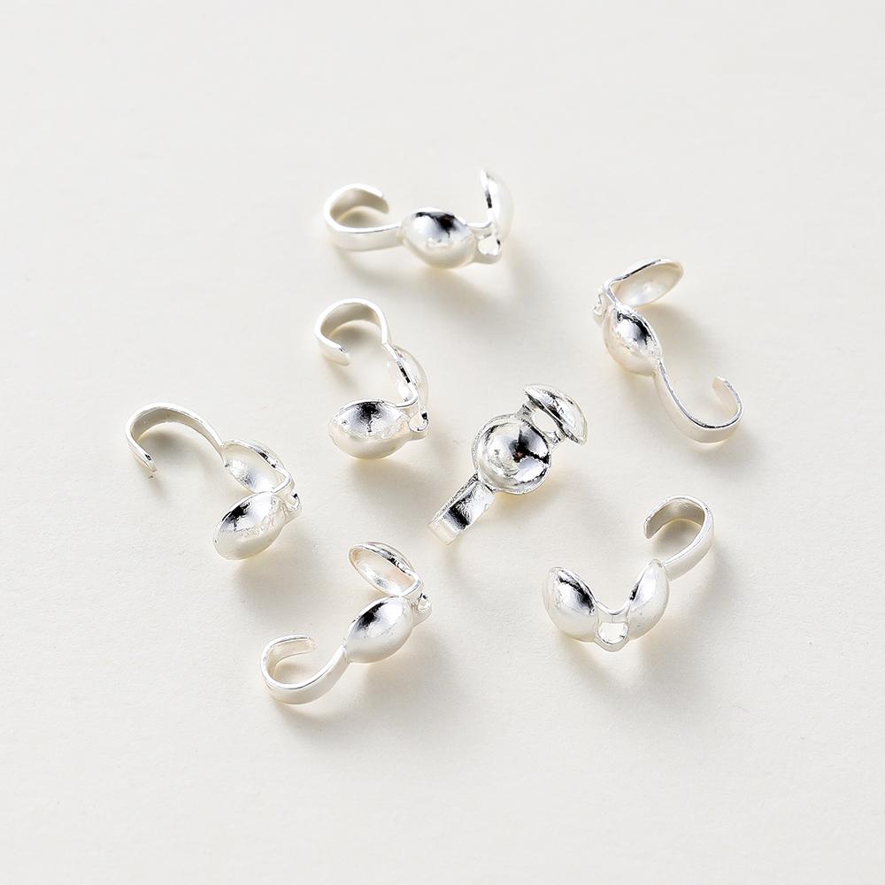 14K 18K Real Gold Plated Double-Cup Bead End Clasp Beads Open Cover Crimp Connector Bead For DIY Jewelry Making Necklace Compont