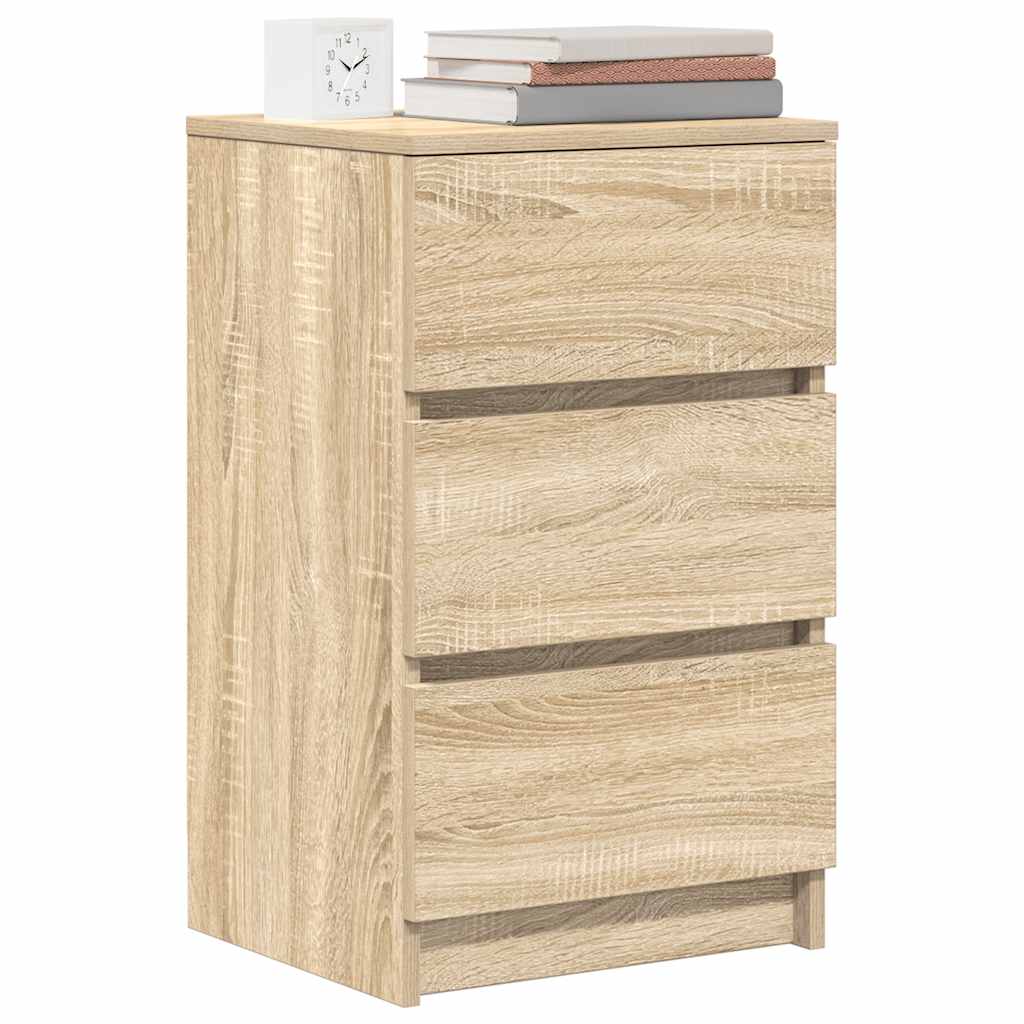 Nightstand with 3 Drawers Sonoma Oak Finish 39 x 35 x 65 cm
