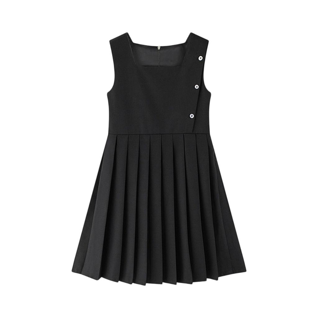 Girls' Pleated Jumper Dress - Preppy Sleeveless Frock