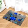 180*180cm Blue Rose Flowers Fabric Shower Curtains Bath Mat Rugs Beautiful Butterfly Flower Bathroom Curtain Set Home Decoration