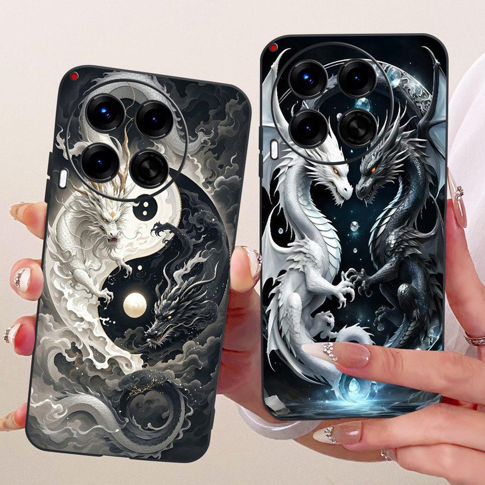 For Tecno Camon 30 Premier Camon 30 30s Pro Phone Case Chinese Dragon Cute Cat Cartoon Pattern Casing Soft TPU Silicone Cover