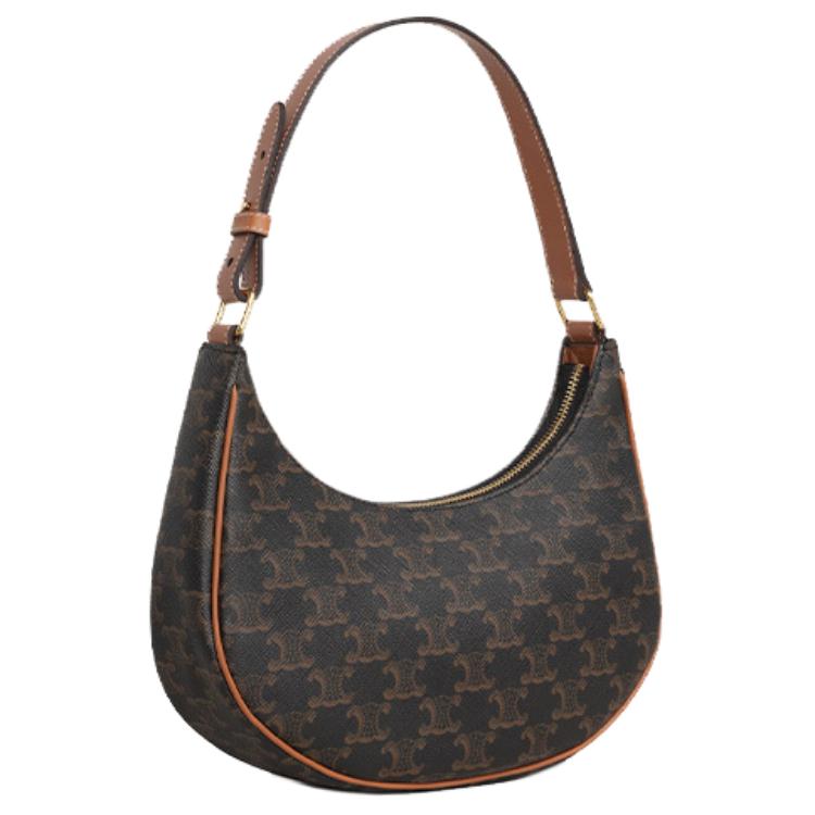 Celine Ava Classic Monogram Canvas Adjustable Shoulder Strap Leather Tote Bag Small Women Handbags Brown 193952BZJ-04LU