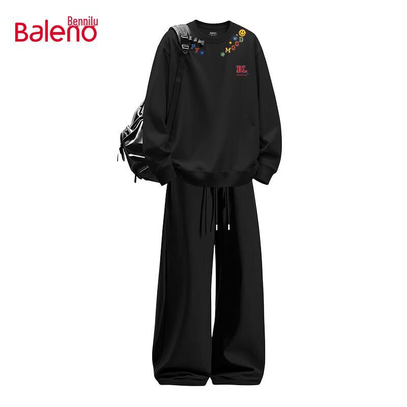Baleno Men's Oversized Cotton-Blend Crew Neck Sweatshirt and Joggers Set