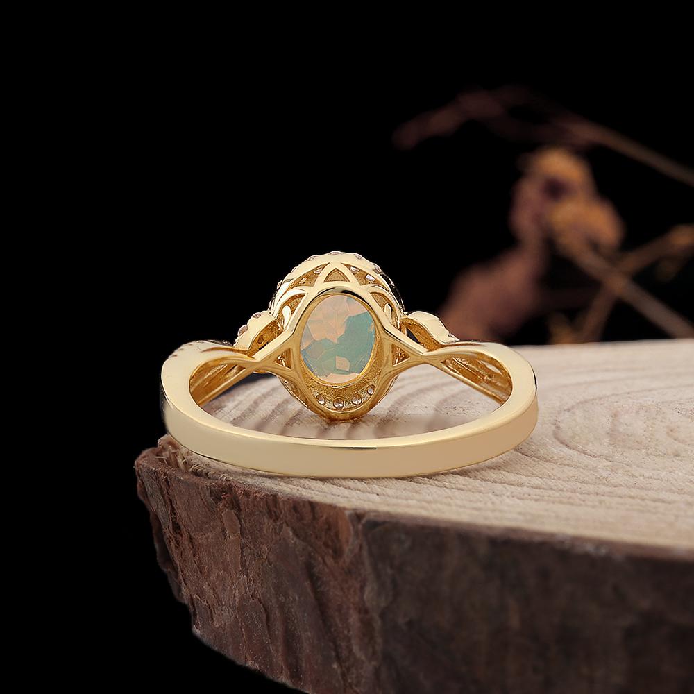 Simple Design 925 Sterling Silver October Birthstone Ring Natural Opal Fine Jewelry Gemstones for Women's Engagement Gifts