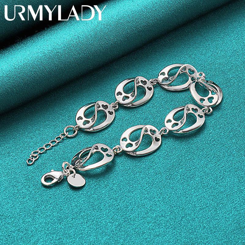 925 Sterling Silver Round Chain Bracelet For Women Wedding Engagement Party Fashion Jewelry