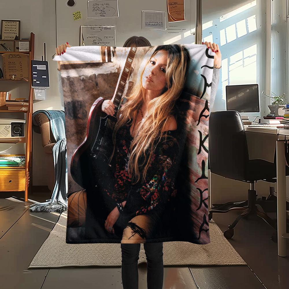 1PC Shakira Print Flannel Blanket, High quality Comfortable for All Seasons, Home Decor, Warmth and Comfort, Perfect for Christmas Gifts