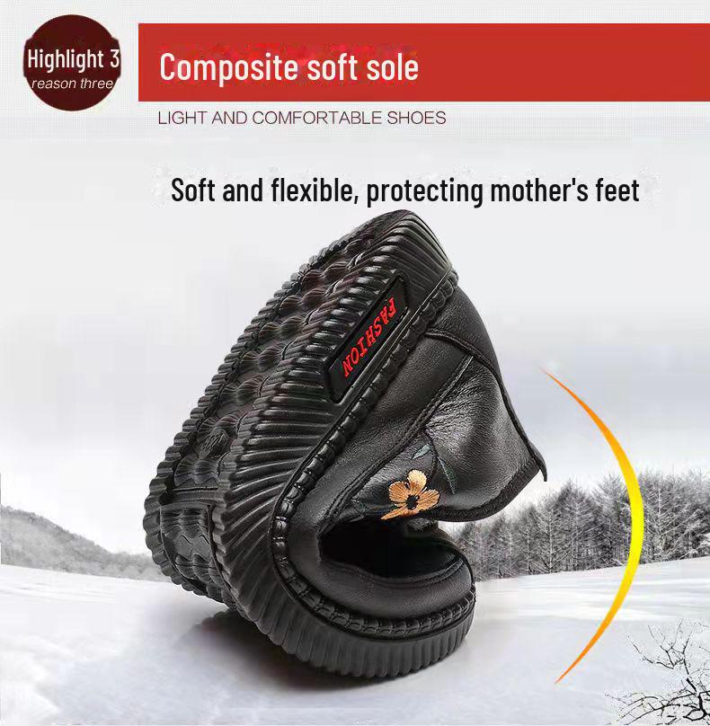 Damen Winterschuhe aus besticktem Peking-Stoff mit dicker Samtsohle