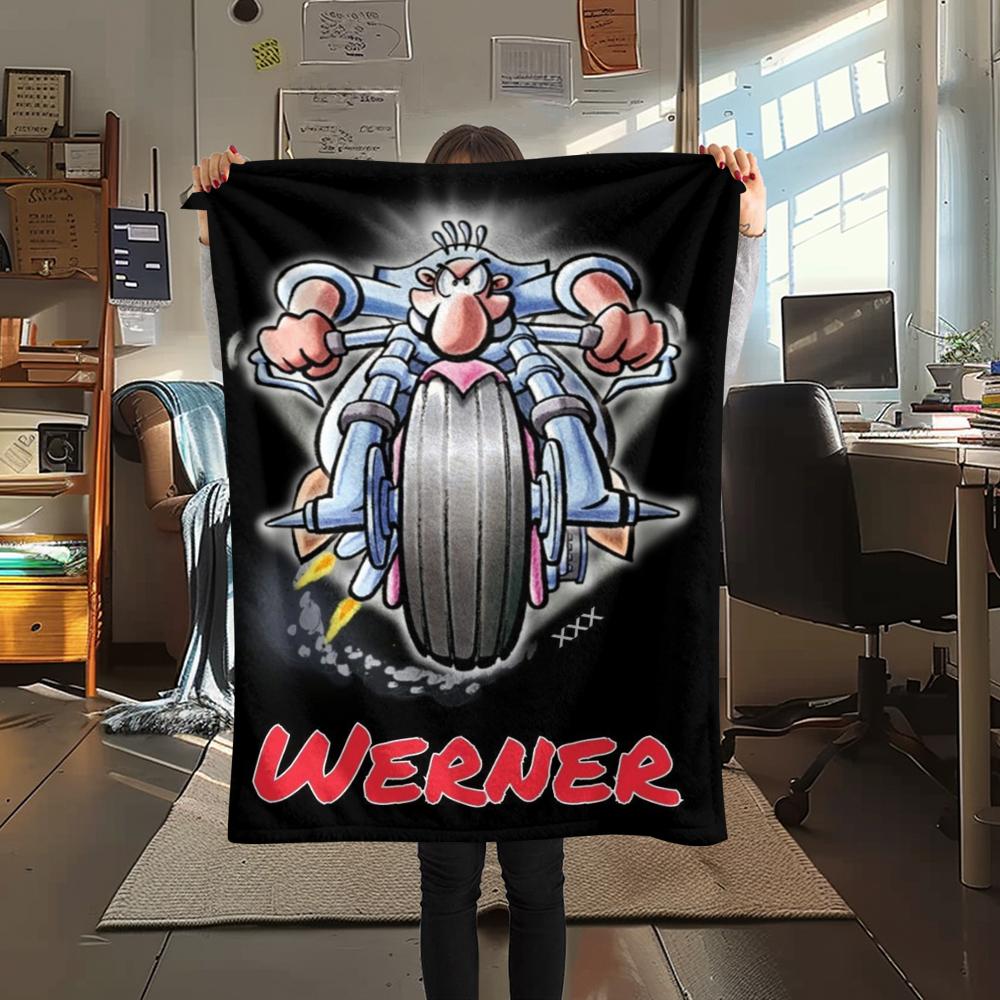 1 Stück Werner Comic-Druck Flanelldecke, Hohe Qualität, Bequem für alle Jahreszeiten, Heimdekoration, Wärme und Komfort, Perfekt für Weihnachtsgeschenke245