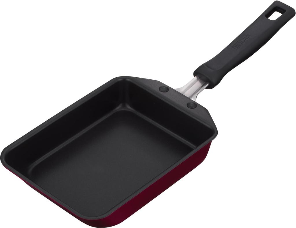 Thermos Durable Series Egg Roll Frying Pan 13cm Red, Gas and IH Compatible, Non-stick, Durable Coating, PFOA/PFOS Free, KFM-013E R