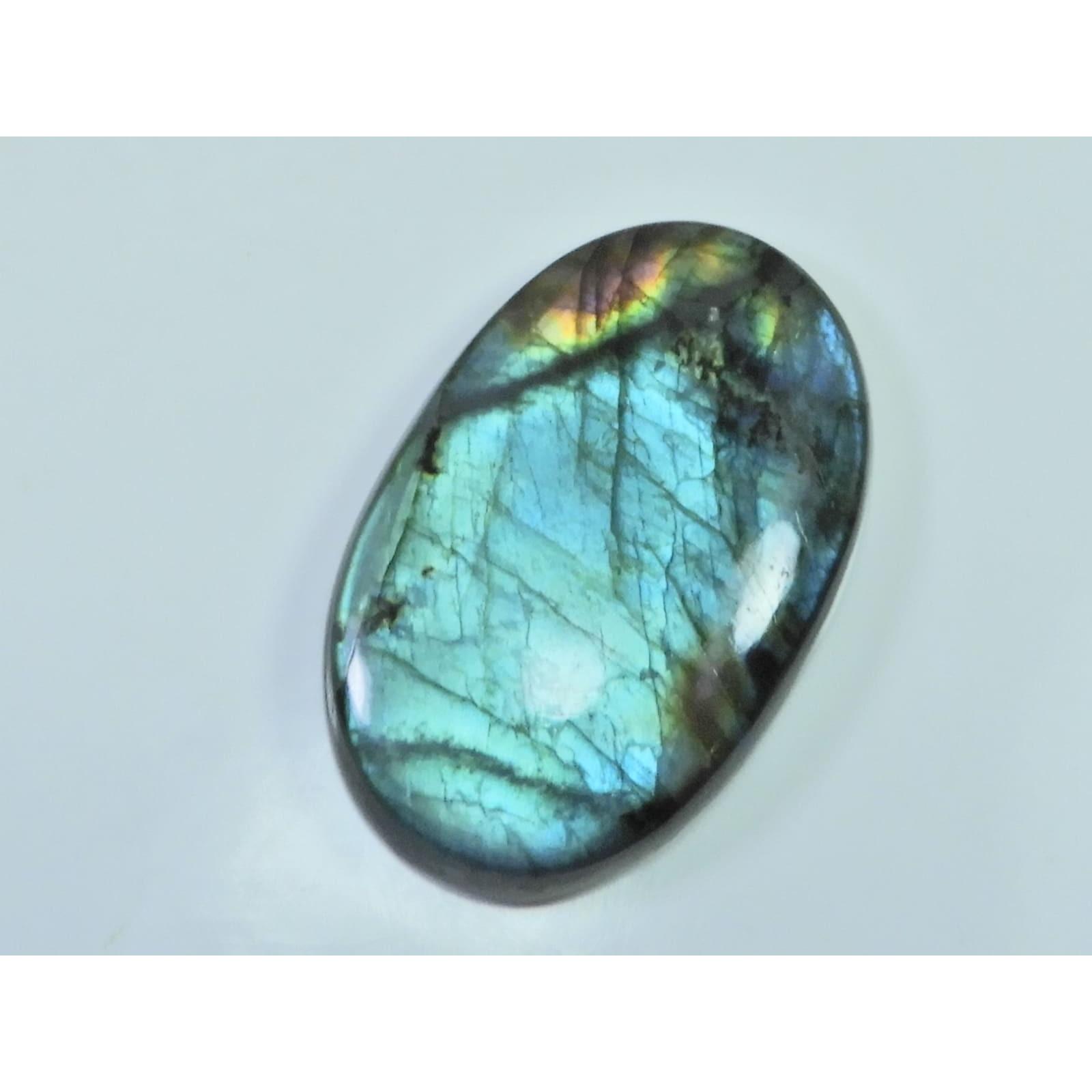 

86Cts.Natural Labradorite Multi Fire Oval Cabochon Loose Gemstone 27X44X7MM D-221