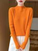 Women's Elegant Half-High Collar Wool Pullover Sweater - Autumn/Winter Cashmere Knitted Top