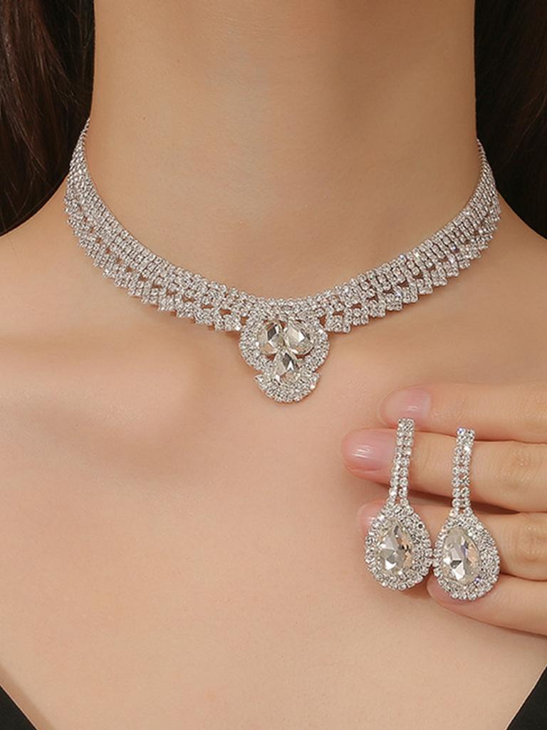 3pcs Rhinestone Women's Decorative Zircon Set Wedding Decorations